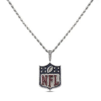 GLD NFL 14K White Gold Logo Pendant & 20" Rope Chain