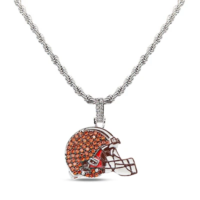 The GLD Shop Cleveland Browns 14K White Gold Logo Pendant & 20" Rope Chain