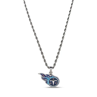 The GLD Shop Tennessee Titans 14K White Gold Logo Pendant & 20" Rope Chain