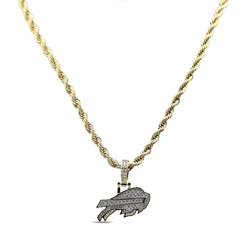 The GLD Shop Buffalo Bills 18K Yellow Gold Logo Pendant & 20" Rope Chain