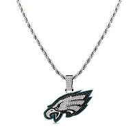 The GLD Shop Philadelphia Eagles 14K White Gold Logo Pendant & 20" Rope Chain