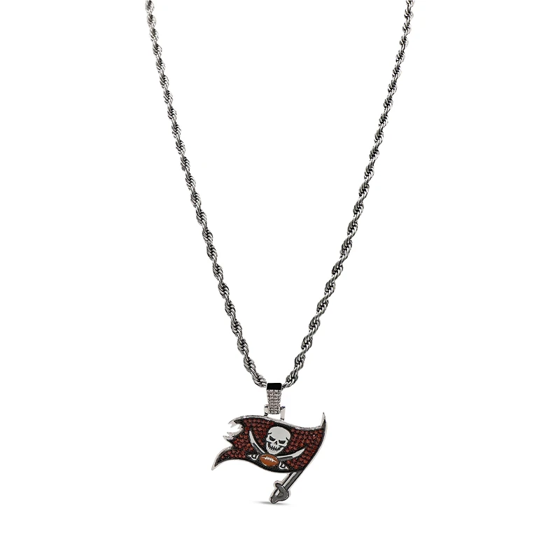 The GLD Shop Tampa Bay Buccaneers 14K White Gold Logo Pendant & 20" Rope Chain