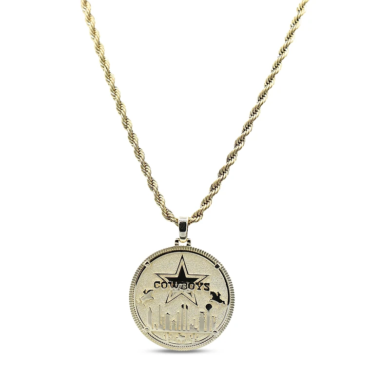 The GLD Shop Dallas Cowboys 18K Yellow Gold Logo Pendant & 20" Rope Chain
