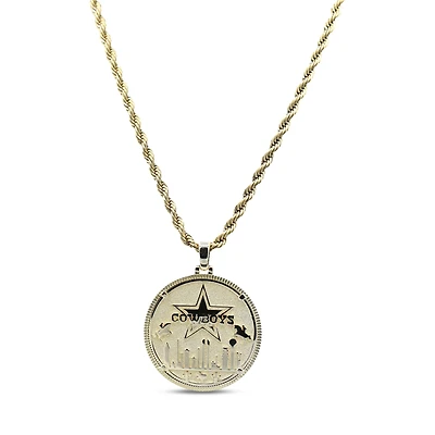 The GLD Shop Dallas Cowboys 18K Yellow Gold Logo Pendant & 20" Rope Chain