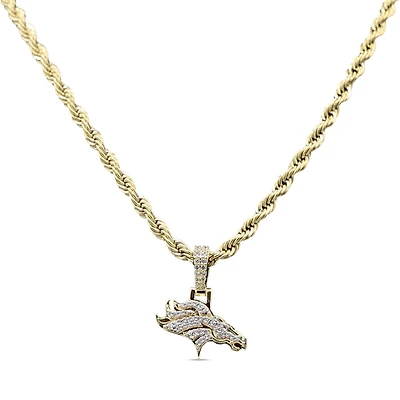 The GLD Shop Denver Broncos 18K Yellow Gold Logo Pendant & 20" Rope Chain