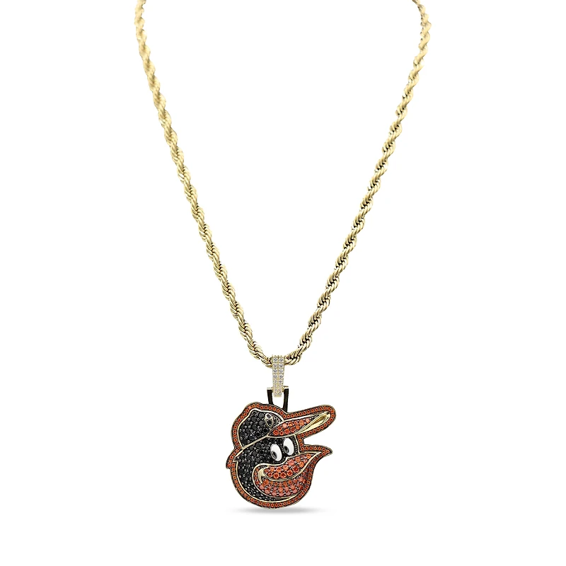 The GLD Shop Baltimore Orioles 18K Yellow Gold Logo Pendant & 20" Rope Chain