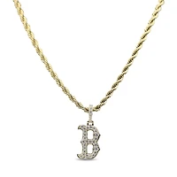 The GLD Shop Boston Red Sox 18K Yellow Gold Logo Pendant & 20" Rope Chain