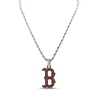 GLD Boston Red Sox 14K White Gold Logo Pendant & 20" Rope Chain