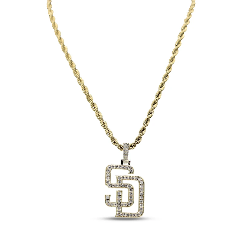 The GLD Shop San Diego Padres 18K Yellow Gold Logo Pendant & 20" Rope Chain