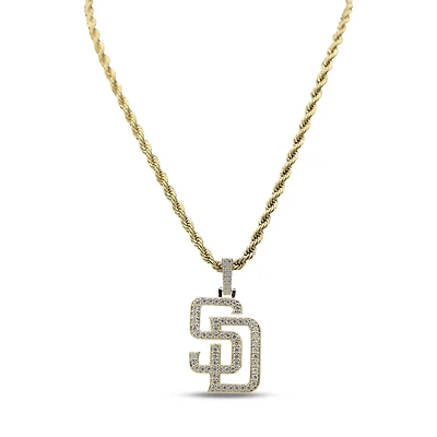 GLD San Diego Padres 18K Yellow Gold Logo Pendant & 20" Rope Chain