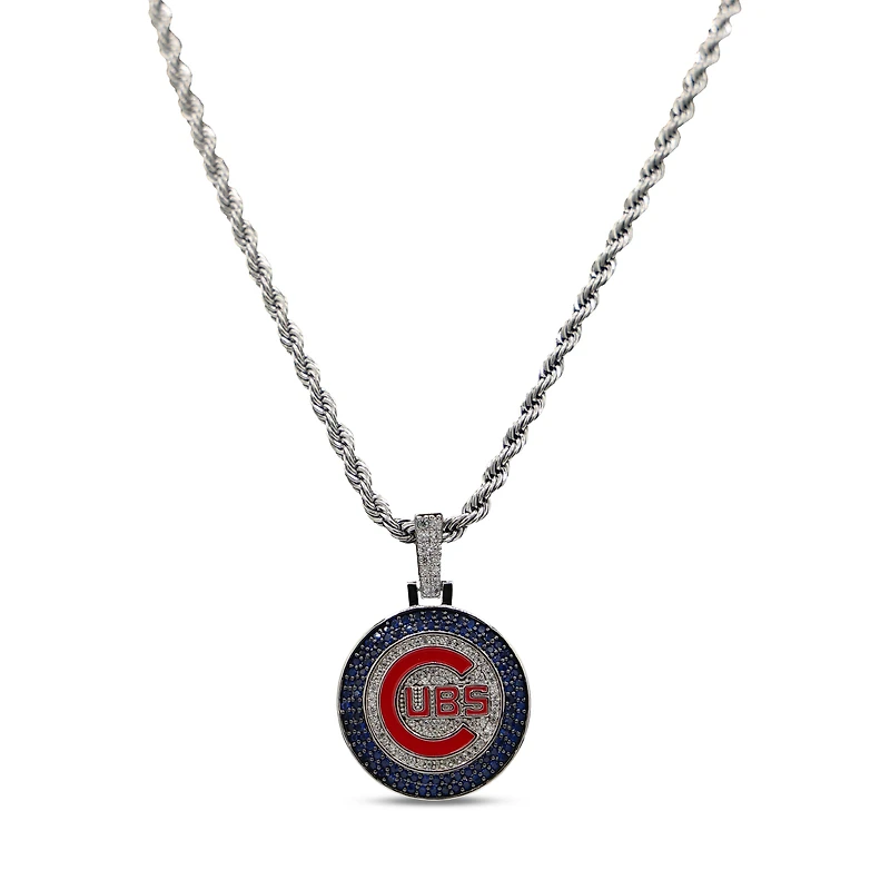 GLD Chicago Cubs 14K White Gold Logo Pendant & 20" Rope Chain