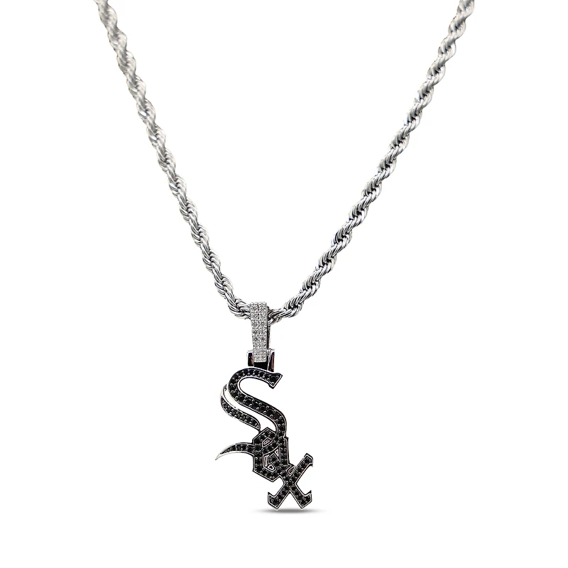 GLD Chicago White Sox 14K White Gold Logo Pendant & 20" Rope Chain