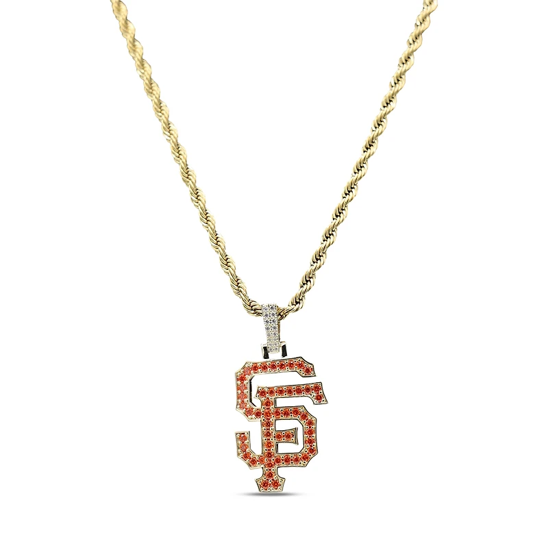 The GLD Shop San Francisco Giants 18K Yellow Gold Logo Pendant & 20" Rope Chain
