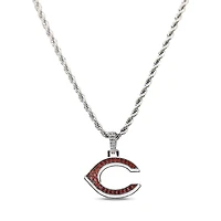 The GLD Shop Cincinnati Reds 14K White Gold Logo Pendant & 20" Rope Chain
