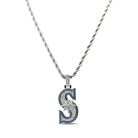 The GLD Shop Seattle Mariners 14K White Gold Logo Pendant & 20" Rope Chain
