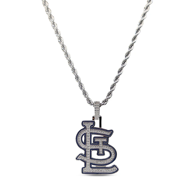 The GLD Shop St. Louis Cardinals 14K White Gold Logo Pendant & 20" Rope Chain
