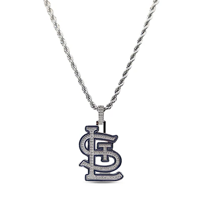 The GLD Shop St. Louis Cardinals 14K White Gold Logo Pendant & 20" Rope Chain