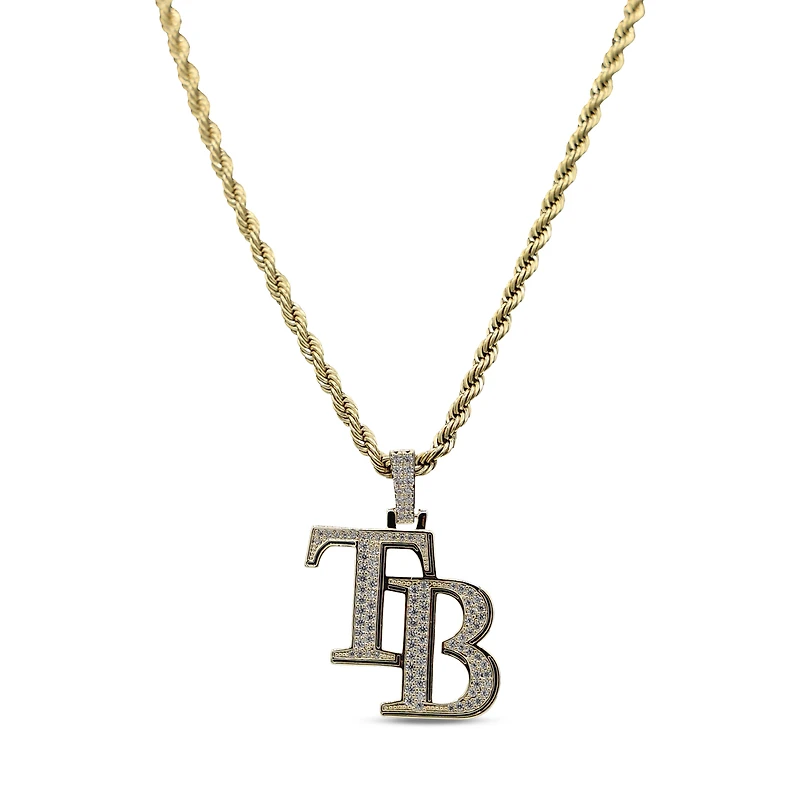 The GLD Shop Tampa Bay Rays 18K Yellow Gold Logo Pendant & 20" Rope Chain