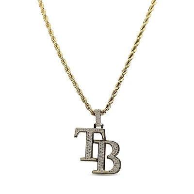 The GLD Shop Tampa Bay Rays 18K Yellow Gold Logo Pendant & 20" Rope Chain