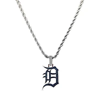 GLD Detroit Tigers 14K White Gold Logo Pendant & 20" Rope Chain