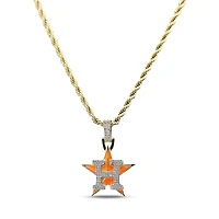The GLD Shop Houston Astros 18K Yellow Gold Logo Pendant & 20" Rope Chain