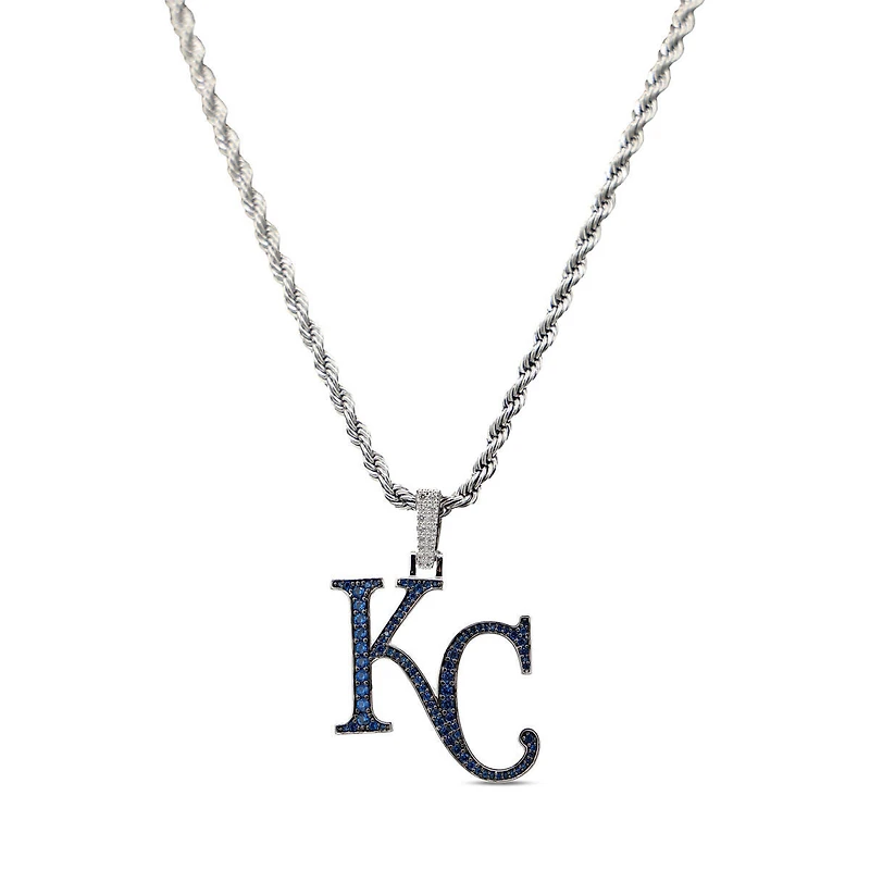 The GLD Shop Kansas City Royals 14K White Gold Logo Pendant & 20" Rope Chain
