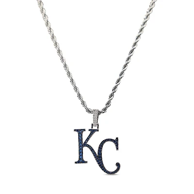 The GLD Shop Kansas City Royals 14K White Gold Logo Pendant & 20" Rope Chain