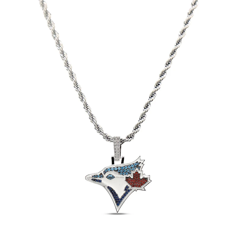 The GLD Shop Toronto Blue Jays 14K White Gold Logo Pendant & 20" Rope Chain