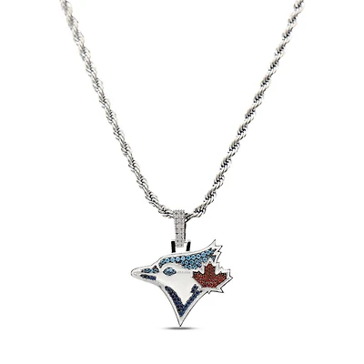 The GLD Shop Toronto Blue Jays 14K White Gold Logo Pendant & 20" Rope Chain