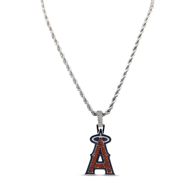 The GLD Shop Los Angeles Angels 14K White Gold Logo Pendant & 20" Rope Chain