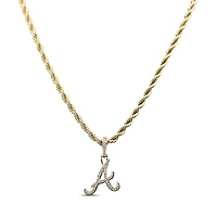 The GLD Shop Atlanta Braves 18K Yellow Gold Logo Pendant & 20" Rope Chain