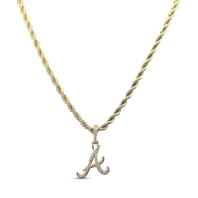 The GLD Shop Atlanta Braves 18K Yellow Gold Logo Pendant & 20" Rope Chain