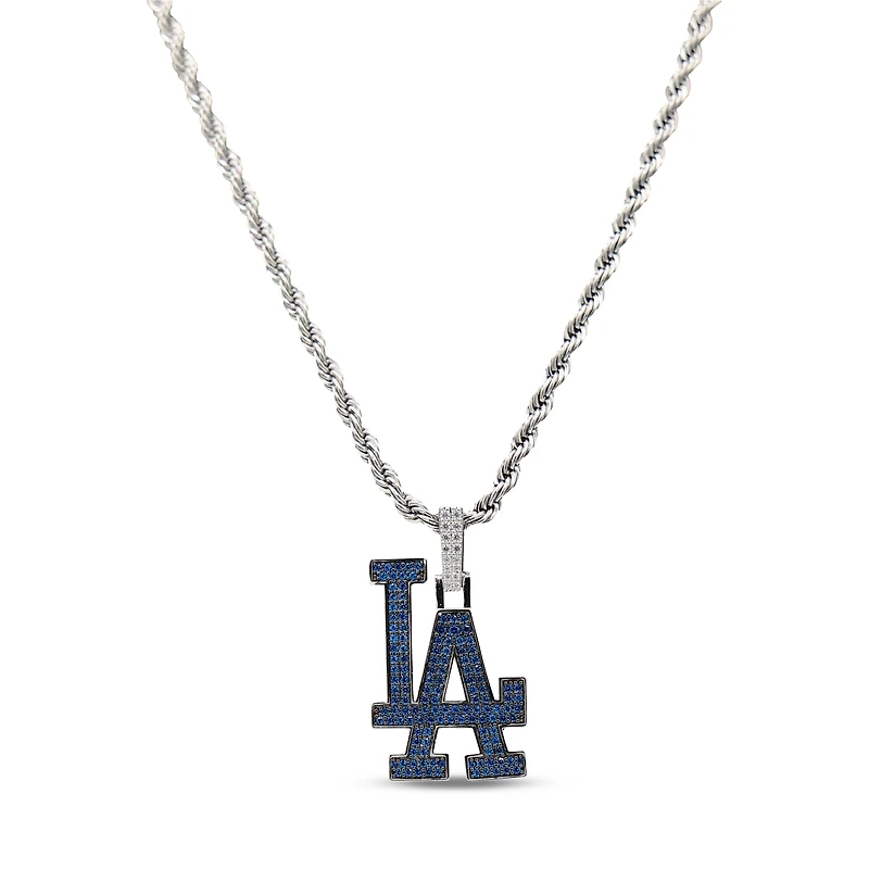 The GLD Shop Los Angeles Dodgers 14K White Gold Logo Pendant & 20" Rope Chain