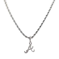 The GLD Shop Atlanta Braves 14K White Gold Logo Pendant & 20" Rope Chain