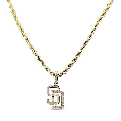 GLD San Diego Padres 18K Yellow Gold Logo Pendant & 20" Rope Chain