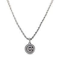 The GLD Shop Chicago Cubs 14K White Gold Logo Pendant & 20" Rope Chain