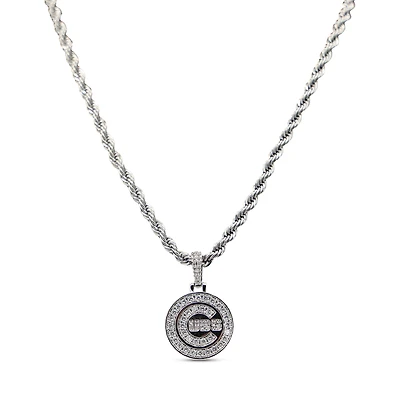 The GLD Shop Chicago Cubs 14K White Gold Logo Pendant & 20" Rope Chain