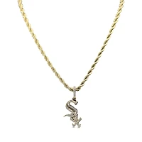 The GLD Shop Chicago White Sox 18K Yellow Gold Logo Pendant & 20" Rope Chain