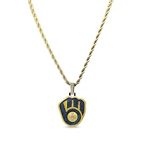 The GLD Shop Milwaukee Brewers 18K Yellow Gold Logo Pendant & 20" Rope Chain