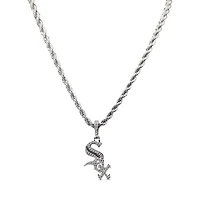 The GLD Shop Chicago White Sox 14K White Gold Logo Pendant & 20" Rope Chain