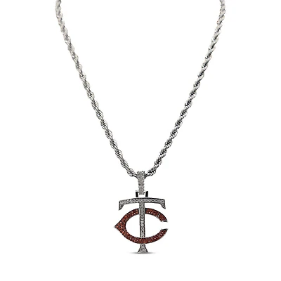 The GLD Shop Minnesota Twins 14K White Gold Logo Pendant & 20" Rope Chain