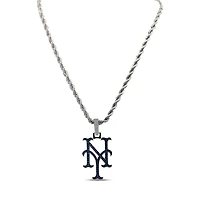 The GLD Shop New York Mets 14K White Gold Logo Pendant & 20" Rope Chain