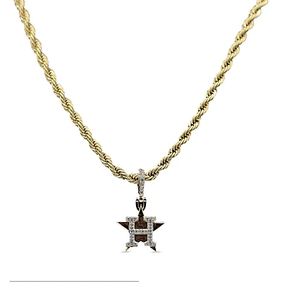 GLD Houston Astros 18K Yellow Gold Logo Pendant & 20" Rope Chain