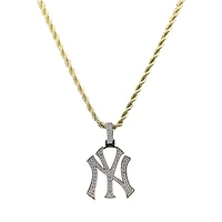 The GLD Shop New York Yankees 18K Yellow Gold Logo Pendant & 20" Rope Chain