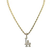 The GLD Shop Los Angeles Dodgers 18K Yellow Gold Logo Pendant & 20" Rope Chain