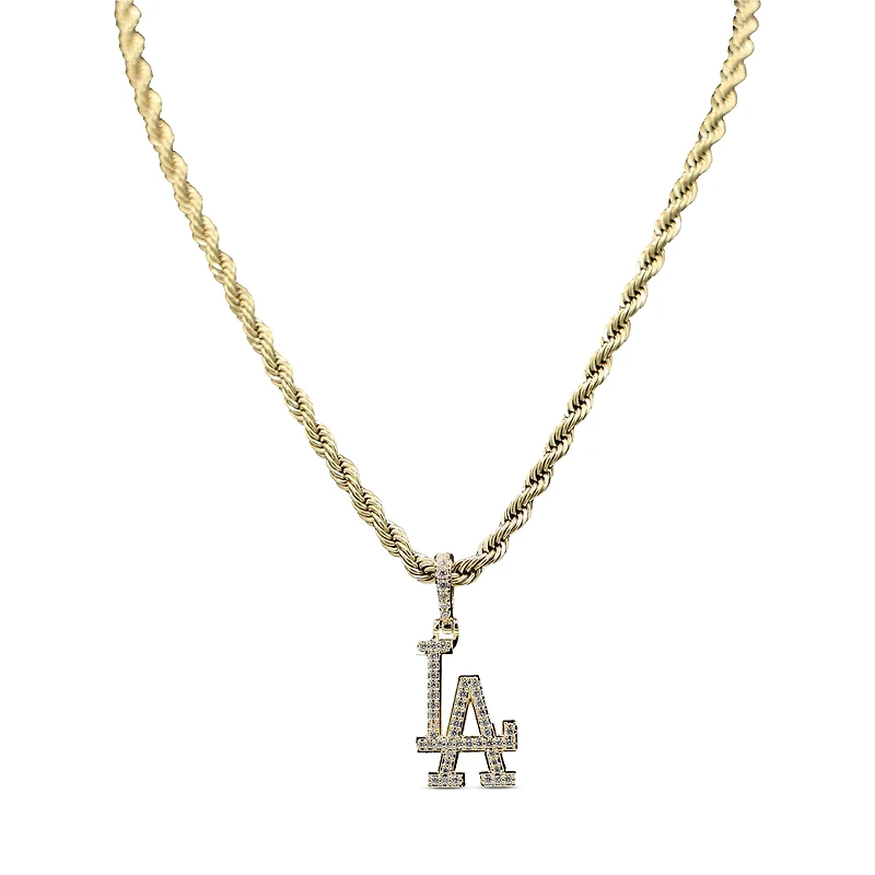 The GLD Shop Los Angeles Dodgers 18K Yellow Gold Logo Pendant & 20" Rope Chain