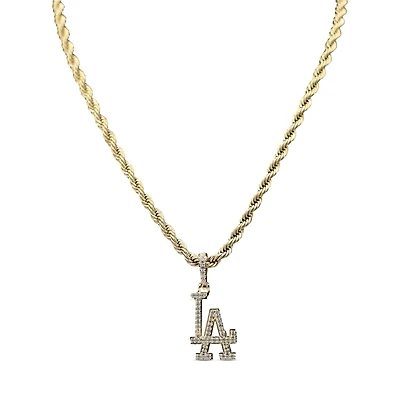 The GLD Shop Los Angeles Dodgers 18K Yellow Gold Logo Pendant & 20" Rope Chain