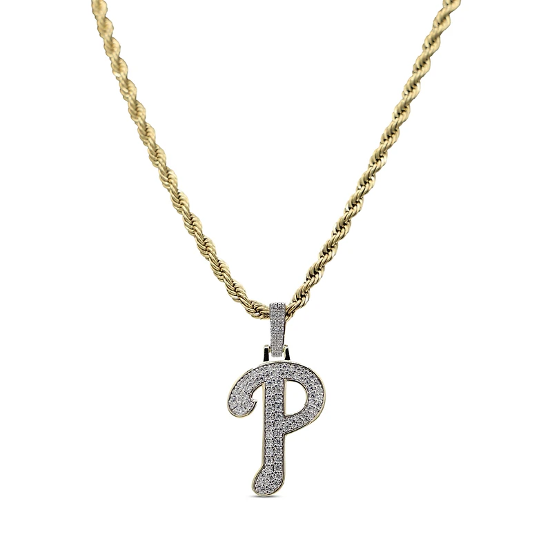 The GLD Shop Philadelphia Phillies 18K Yellow Gold Logo Pendant & 20" Rope Chain