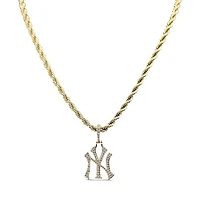 GLD New York Yankees 18K Yellow Gold Logo Pendant & 20" Rope Chain