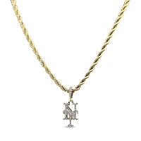 The GLD Shop New York Mets 18K Yellow Gold Logo Pendant & 20" Rope Chain